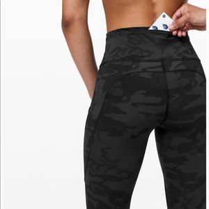 Lululemon Fast and Free Crop Legging Black Camo